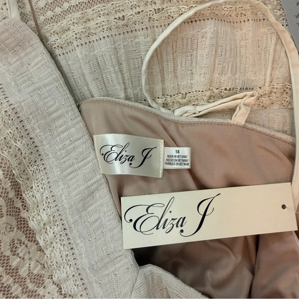 Eliza J Cream Lace Inset Detail Maxi‎ Sun Dress